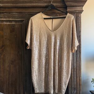 Sequin V-Neck Gold dress